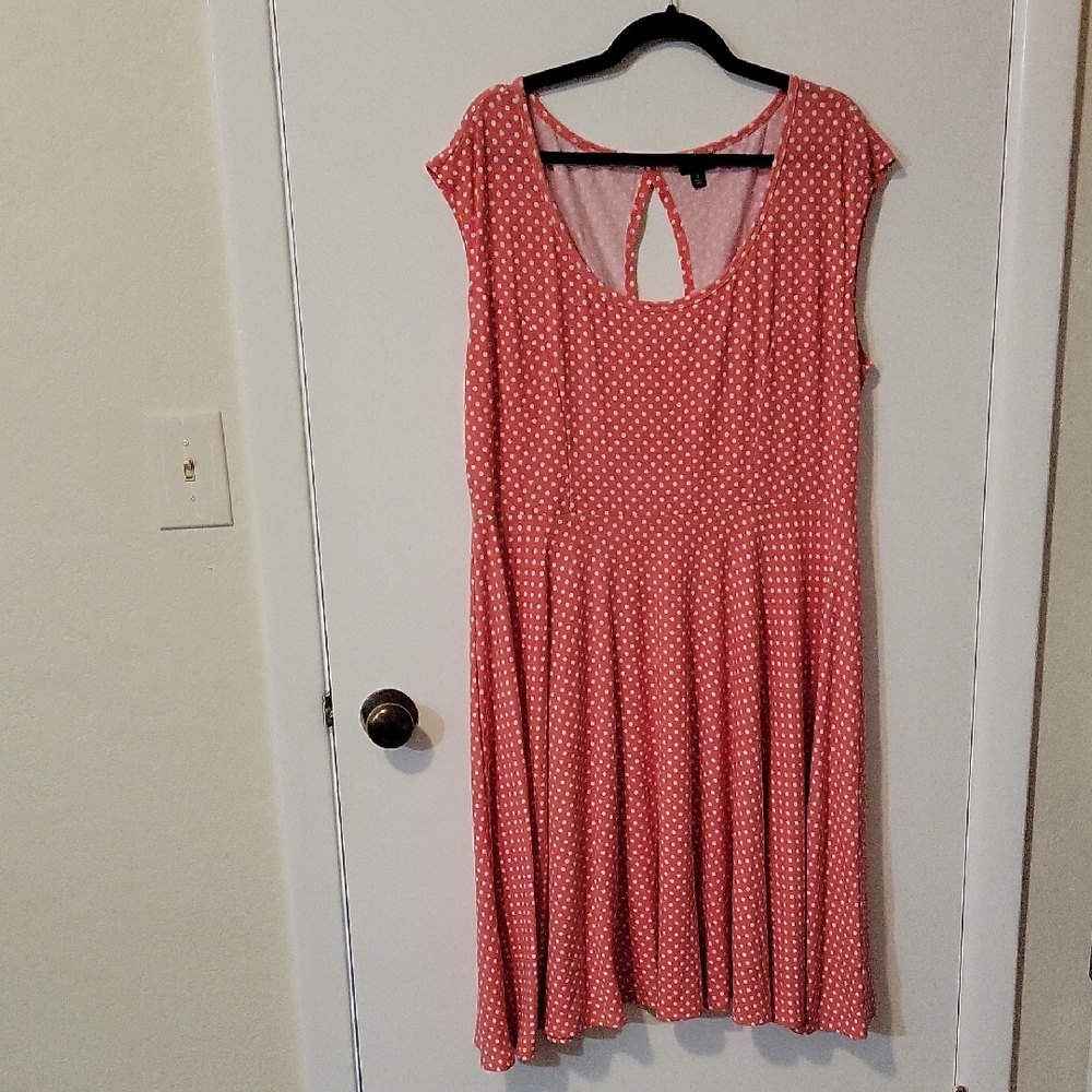 Torrid Pink Cap Sleeve White Polka Dot Dress